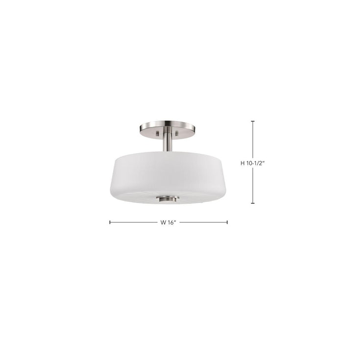 SATCO/NUVO Lune 3-Light Semi-Flush Brushed Nickel Finish Etched White Glass (60-8229)