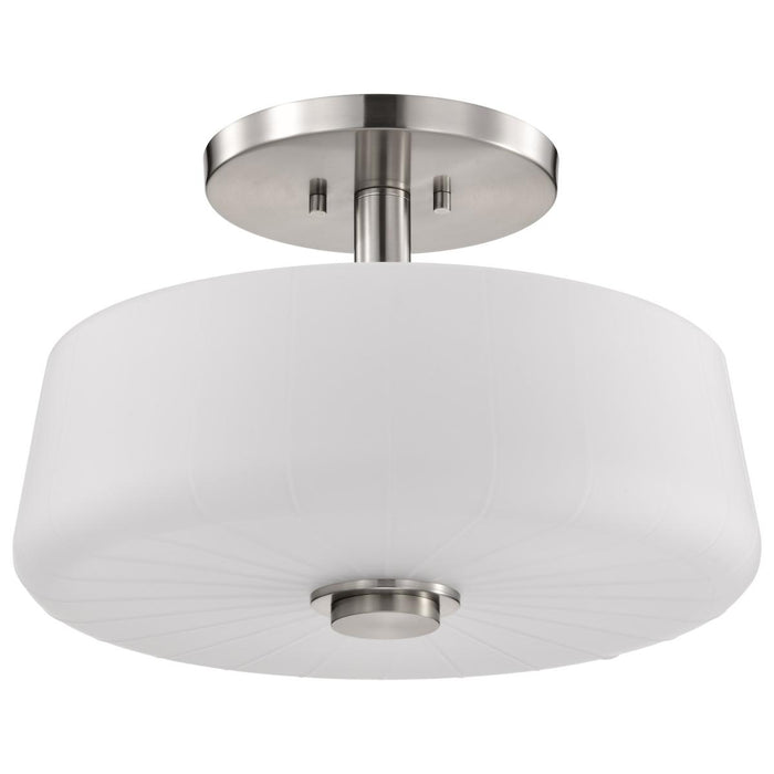 SATCO/NUVO Lune 3-Light Semi-Flush Brushed Nickel Finish Etched White Glass (60-8229)