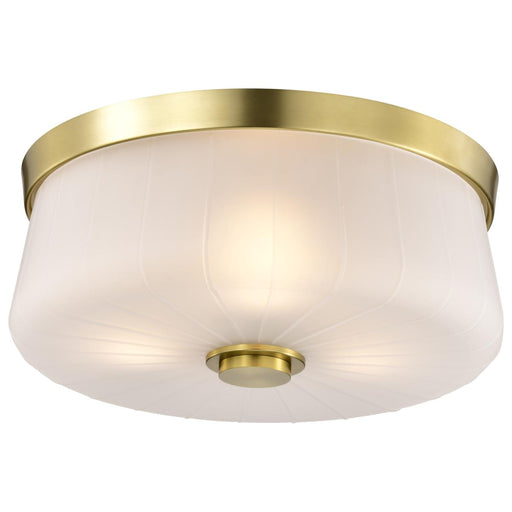 SATCO/NUVO Lune 3-Light Flush Mount Vintage Brass Finish Etched White Glass (60-8230)