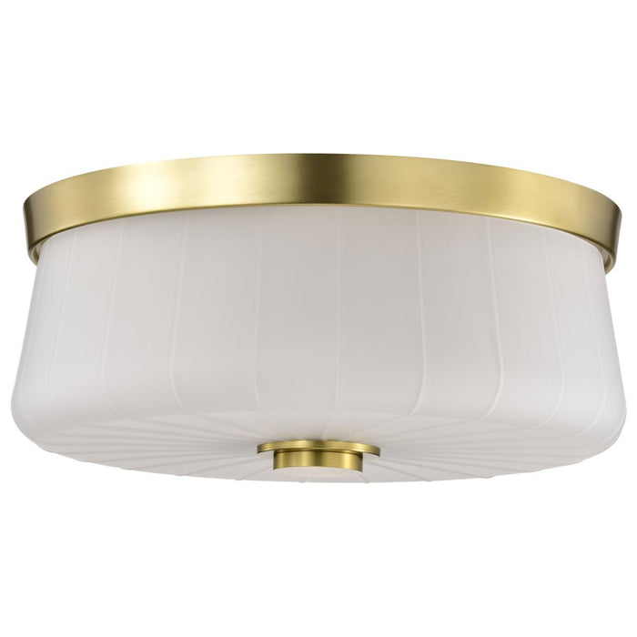 SATCO/NUVO Lune 3-Light Flush Mount Vintage Brass Finish Etched White Glass (60-8230)