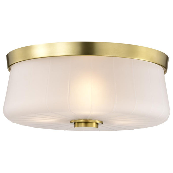 SATCO/NUVO Lune 3-Light Flush Mount Vintage Brass Finish Etched White Glass (60-8230)