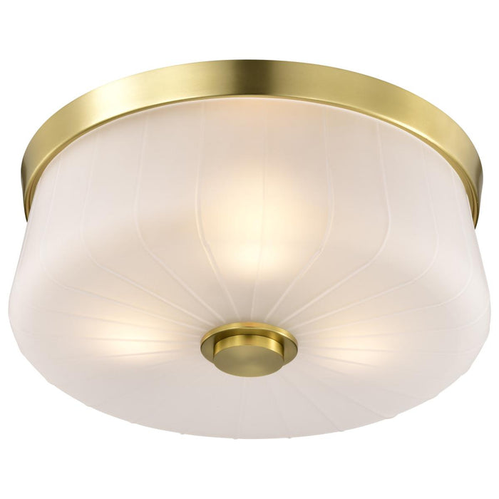 SATCO/NUVO Lune 3-Light Flush Mount Vintage Brass Finish Etched White Glass (60-8230)