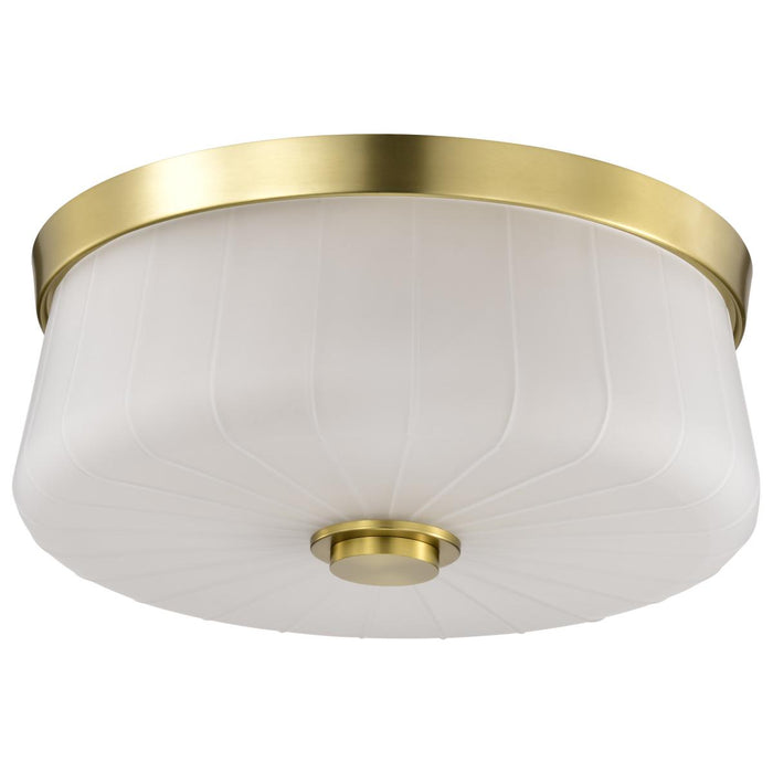 SATCO/NUVO Lune 3-Light Flush Mount Vintage Brass Finish Etched White Glass (60-8230)