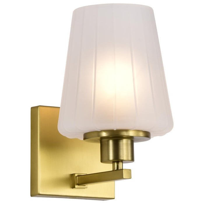 SATCO/NUVO Lune 1-Light Vanity Vintage Brass Finish Etched White Glass (60-8231)