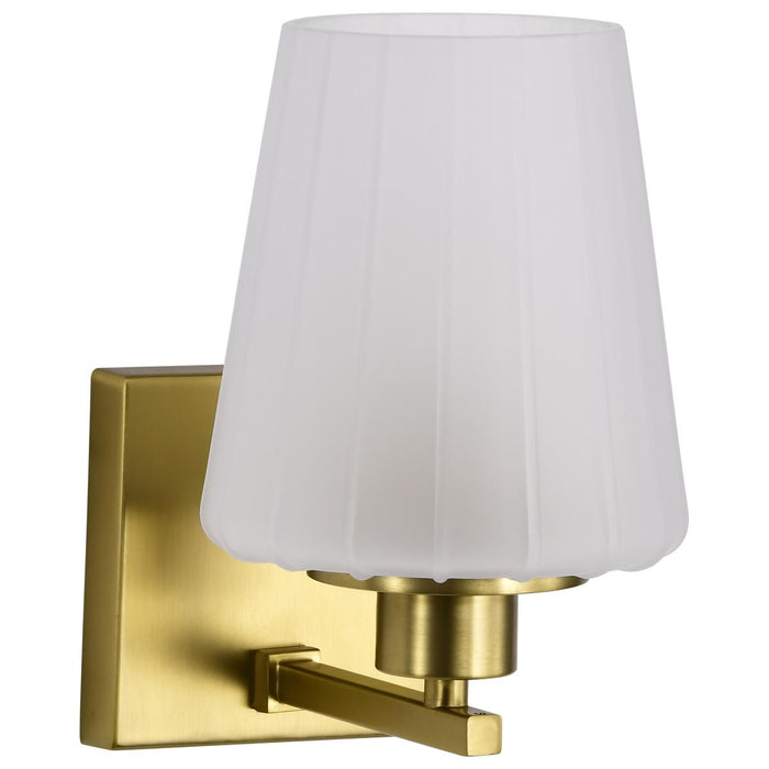SATCO/NUVO Lune 1-Light Vanity Vintage Brass Finish Etched White Glass (60-8231)