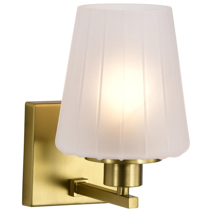 SATCO/NUVO Lune 1-Light Vanity Vintage Brass Finish Etched White Glass (60-8231)