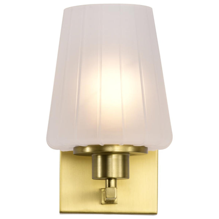 SATCO/NUVO Lune 1-Light Vanity Vintage Brass Finish Etched White Glass (60-8231)