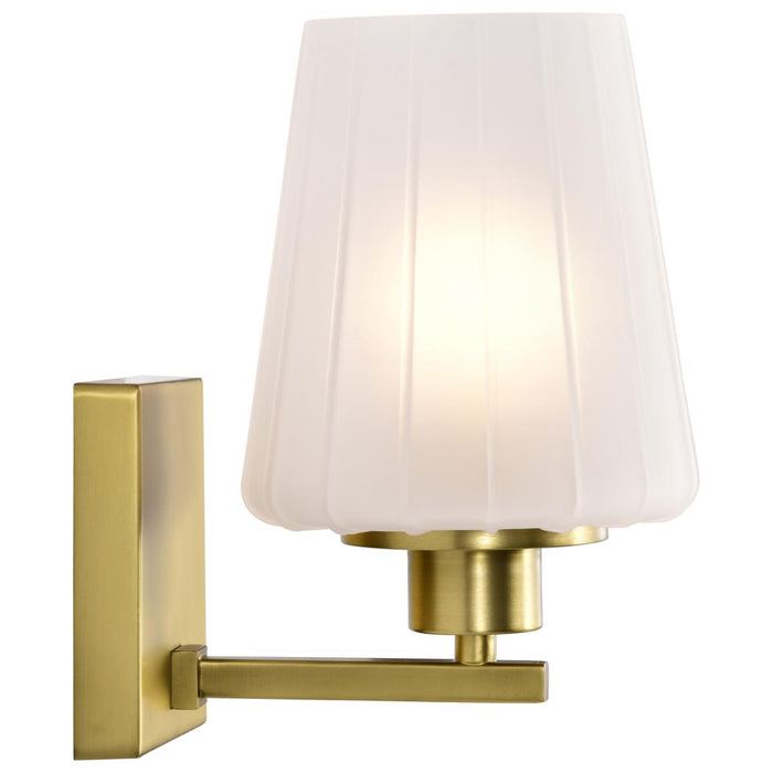SATCO/NUVO Lune 1-Light Vanity Vintage Brass Finish Etched White Glass (60-8231)