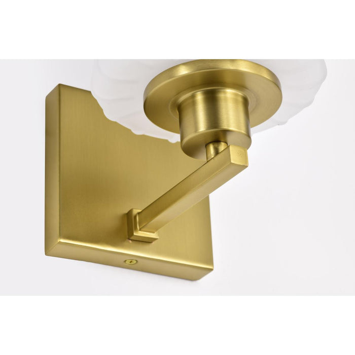 SATCO/NUVO Lune 1-Light Vanity Vintage Brass Finish Etched White Glass (60-8231)