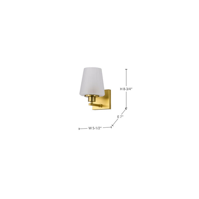 SATCO/NUVO Lune 1-Light Vanity Vintage Brass Finish Etched White Glass (60-8231)
