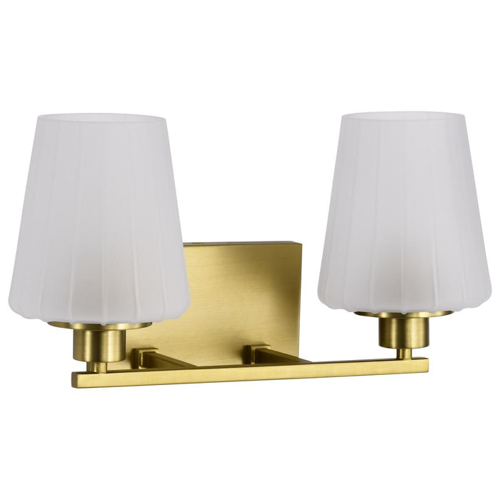 SATCO/NUVO Lune 2-Light Vanity Vintage Brass Finish Etched White Glass (60-8232)