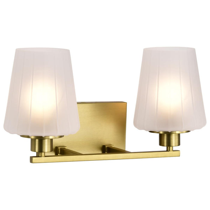 SATCO/NUVO Lune 2-Light Vanity Vintage Brass Finish Etched White Glass (60-8232)
