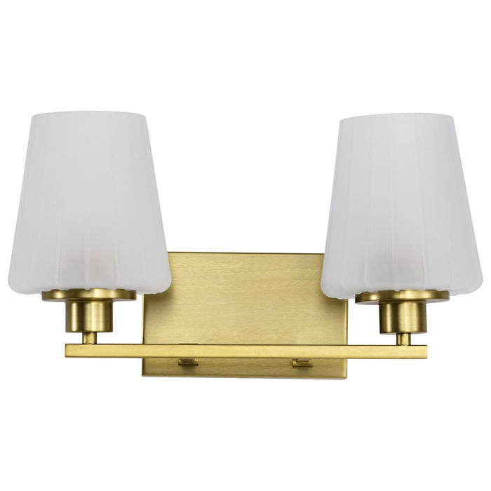 SATCO/NUVO Lune 2-Light Vanity Vintage Brass Finish Etched White Glass (60-8232)