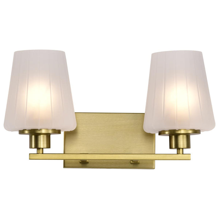 SATCO/NUVO Lune 2-Light Vanity Vintage Brass Finish Etched White Glass (60-8232)