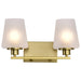 SATCO/NUVO Lune 2-Light Vanity Vintage Brass Finish Etched White Glass (60-8232)