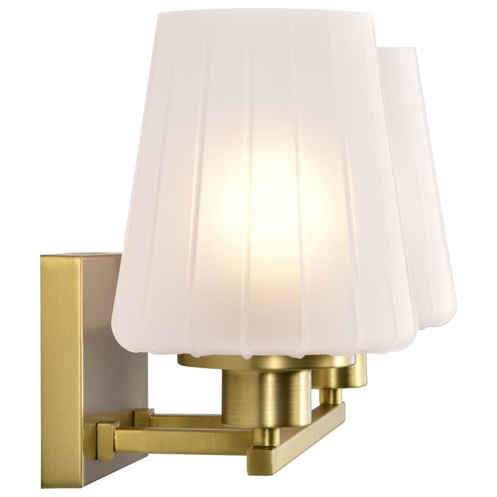 SATCO/NUVO Lune 2-Light Vanity Vintage Brass Finish Etched White Glass (60-8232)