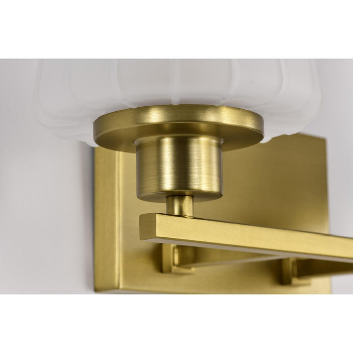 SATCO/NUVO Lune 2-Light Vanity Vintage Brass Finish Etched White Glass (60-8232)