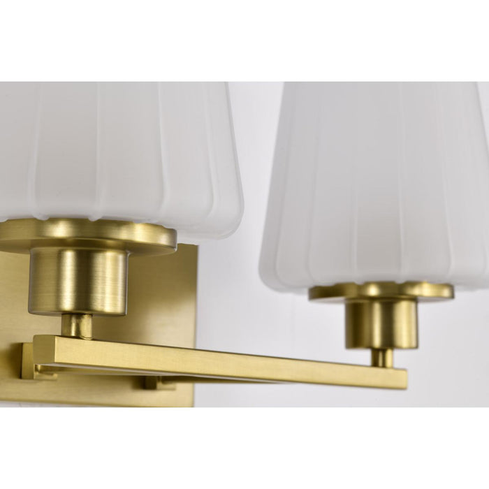 SATCO/NUVO Lune 2-Light Vanity Vintage Brass Finish Etched White Glass (60-8232)