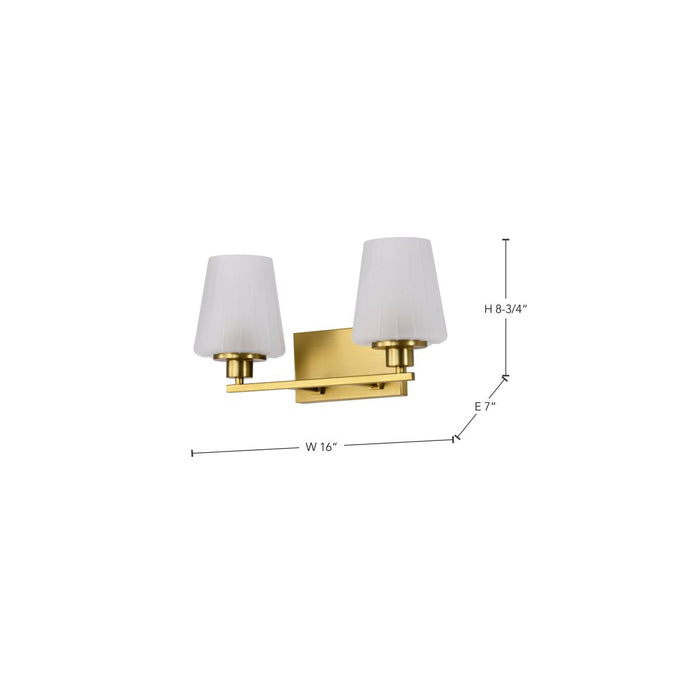 SATCO/NUVO Lune 2-Light Vanity Vintage Brass Finish Etched White Glass (60-8232)