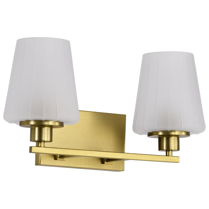 SATCO/NUVO Lune 2-Light Vanity Vintage Brass Finish Etched White Glass (60-8232)