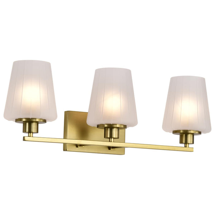 SATCO/NUVO Lune 3-Light Vanity Vintage Brass Finish Etched White Glass (60-8233)