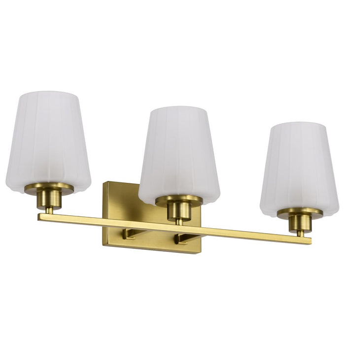 SATCO/NUVO Lune 3-Light Vanity Vintage Brass Finish Etched White Glass (60-8233)