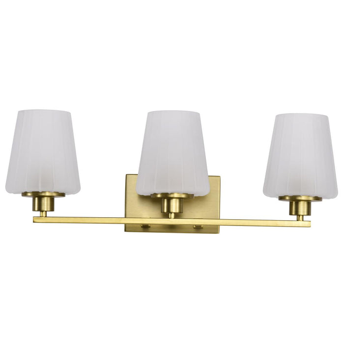 SATCO/NUVO Lune 3-Light Vanity Vintage Brass Finish Etched White Glass (60-8233)