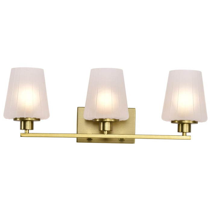 SATCO/NUVO Lune 3-Light Vanity Vintage Brass Finish Etched White Glass (60-8233)