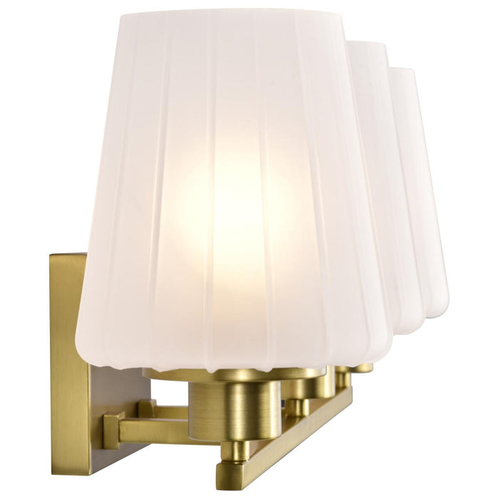 SATCO/NUVO Lune 3-Light Vanity Vintage Brass Finish Etched White Glass (60-8233)