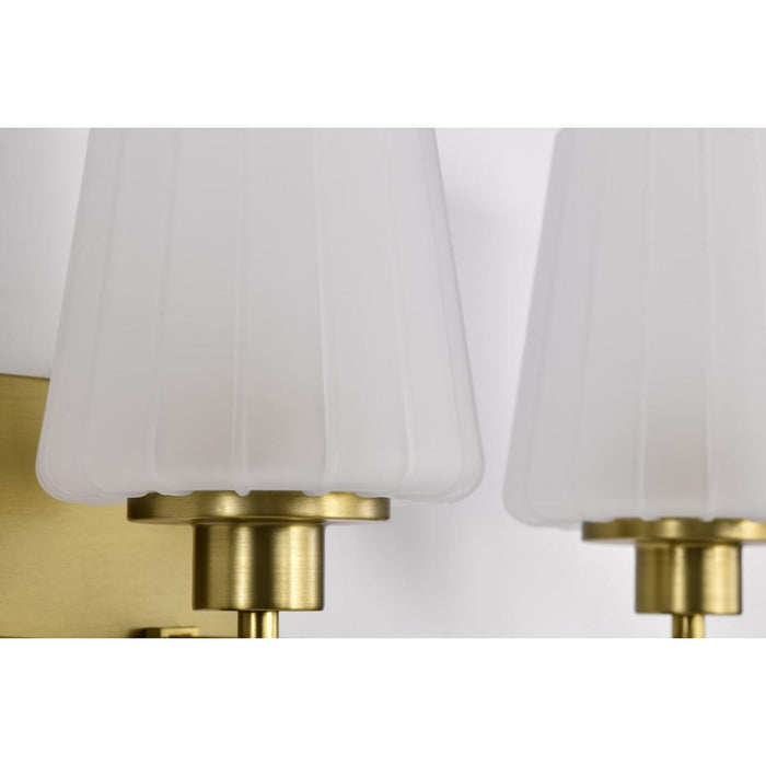 SATCO/NUVO Lune 3-Light Vanity Vintage Brass Finish Etched White Glass (60-8233)