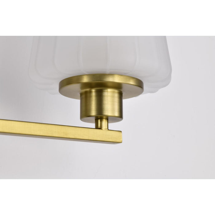 SATCO/NUVO Lune 3-Light Vanity Vintage Brass Finish Etched White Glass (60-8233)