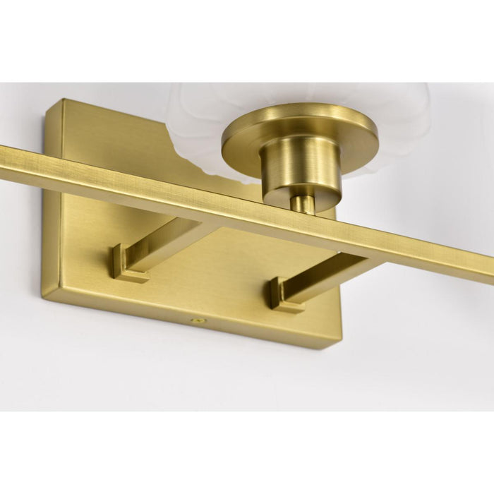 SATCO/NUVO Lune 3-Light Vanity Vintage Brass Finish Etched White Glass (60-8233)