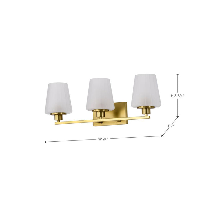 SATCO/NUVO Lune 3-Light Vanity Vintage Brass Finish Etched White Glass (60-8233)