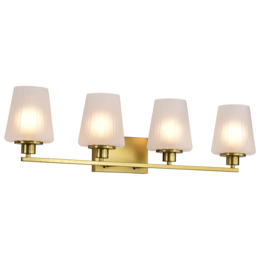 SATCO/NUVO Lune 4-Light Vanity Vintage Brass Finish Etched White Glass (60-8234)