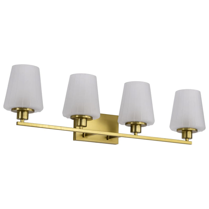 SATCO/NUVO Lune 4-Light Vanity Vintage Brass Finish Etched White Glass (60-8234)