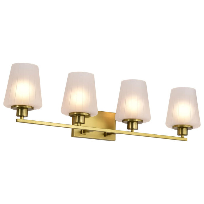SATCO/NUVO Lune 4-Light Vanity Vintage Brass Finish Etched White Glass (60-8234)
