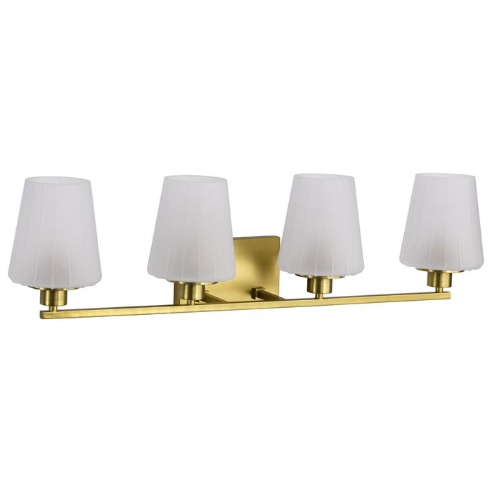SATCO/NUVO Lune 4-Light Vanity Vintage Brass Finish Etched White Glass (60-8234)