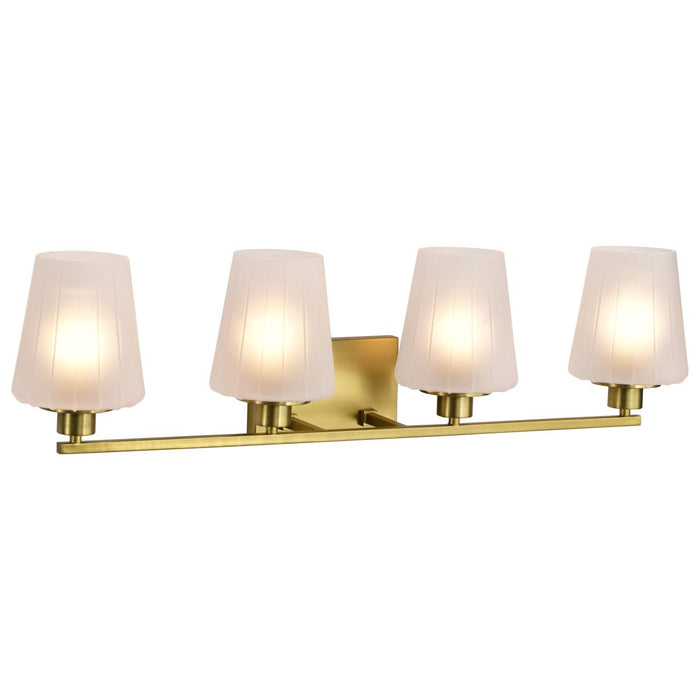 SATCO/NUVO Lune 4-Light Vanity Vintage Brass Finish Etched White Glass (60-8234)