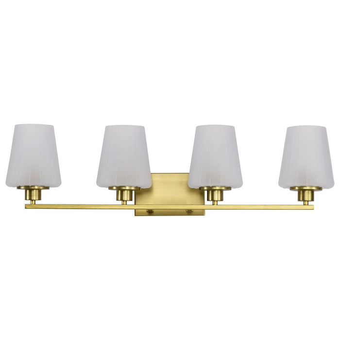 SATCO/NUVO Lune 4-Light Vanity Vintage Brass Finish Etched White Glass (60-8234)