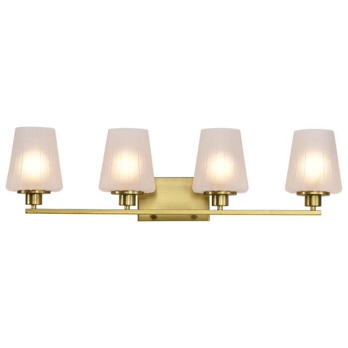 SATCO/NUVO Lune 4-Light Vanity Vintage Brass Finish Etched White Glass (60-8234)