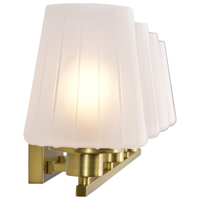 SATCO/NUVO Lune 4-Light Vanity Vintage Brass Finish Etched White Glass (60-8234)