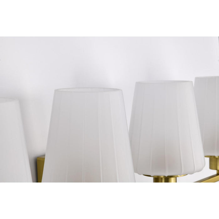 SATCO/NUVO Lune 4-Light Vanity Vintage Brass Finish Etched White Glass (60-8234)