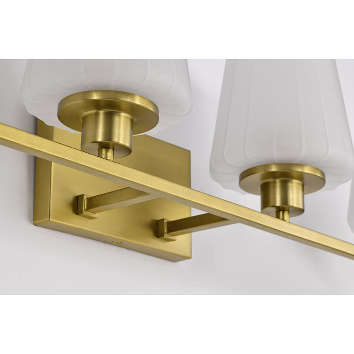 SATCO/NUVO Lune 4-Light Vanity Vintage Brass Finish Etched White Glass (60-8234)