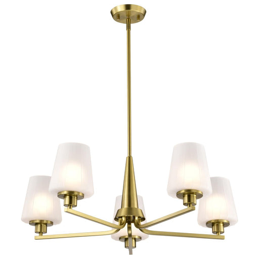 SATCO/NUVO Lune 5-Light Chandelier Vintage Brass Finish Etched White Glass (60-8235)
