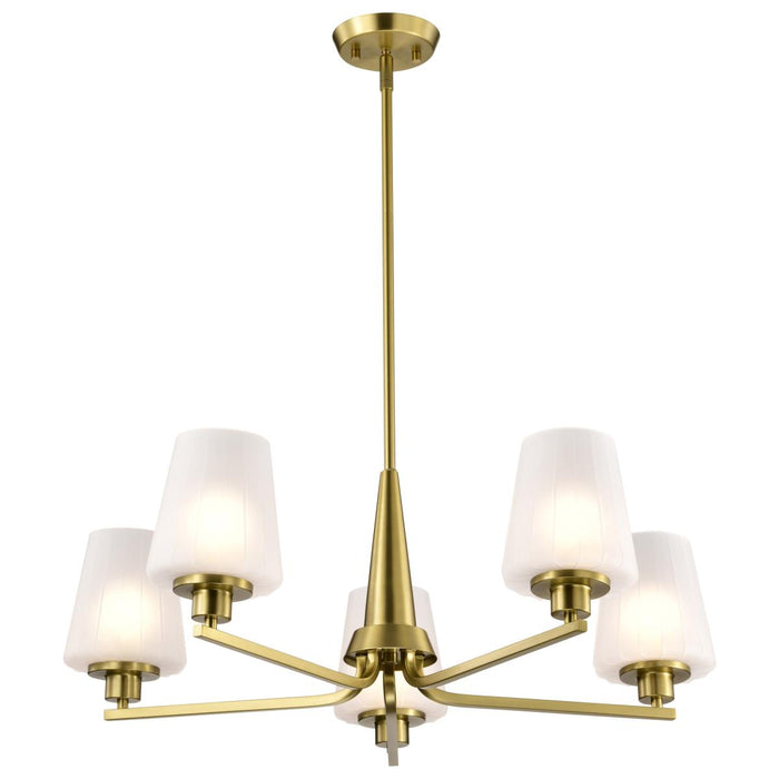 SATCO/NUVO Lune 5-Light Chandelier Vintage Brass Finish Etched White Glass (60-8235)