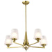 SATCO/NUVO Lune 5-Light Chandelier Vintage Brass Finish Etched White Glass (60-8235)