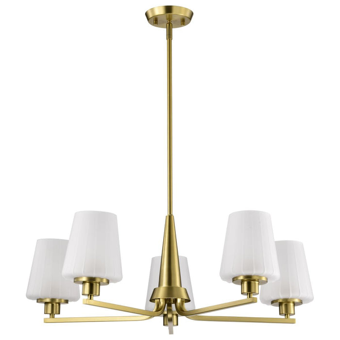 SATCO/NUVO Lune 5-Light Chandelier Vintage Brass Finish Etched White Glass (60-8235)