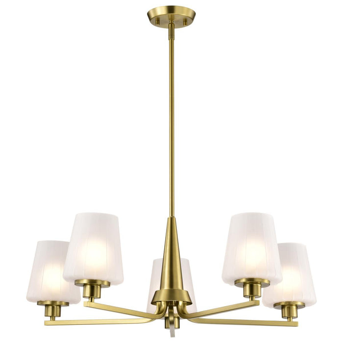 SATCO/NUVO Lune 5-Light Chandelier Vintage Brass Finish Etched White Glass (60-8235)