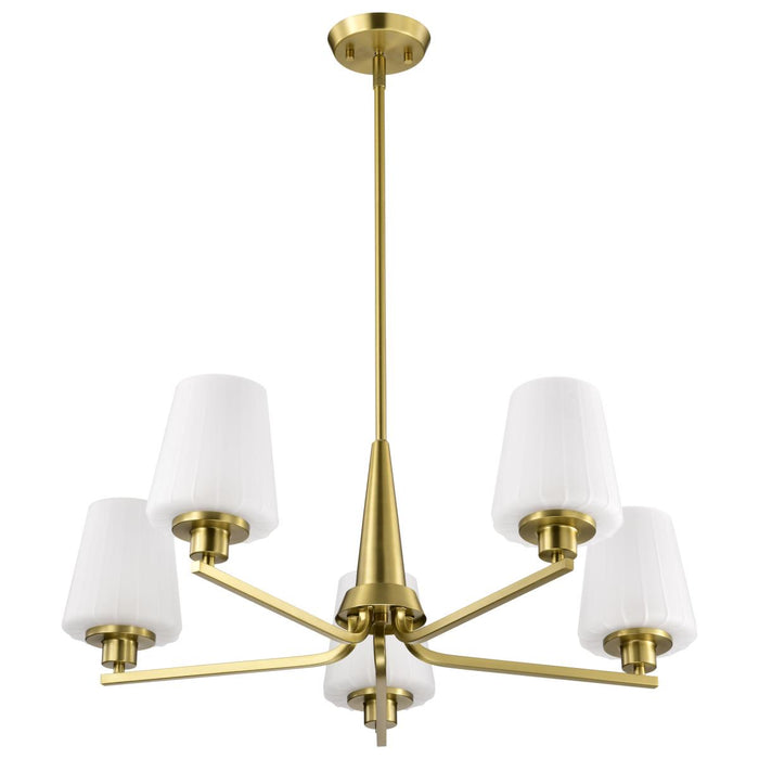 SATCO/NUVO Lune 5-Light Chandelier Vintage Brass Finish Etched White Glass (60-8235)