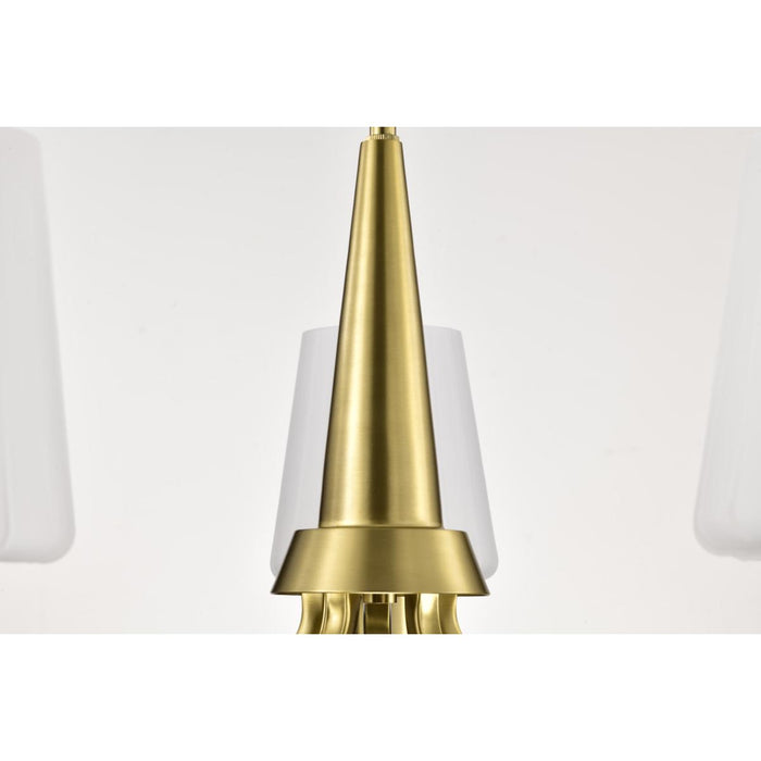 SATCO/NUVO Lune 5-Light Chandelier Vintage Brass Finish Etched White Glass (60-8235)